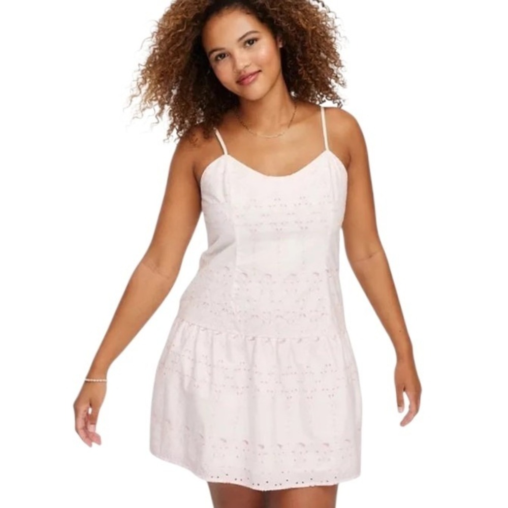 Roller Rabbit x Target White‎ Eyelet Drop Waist Mini Dress Womens Larg NWT